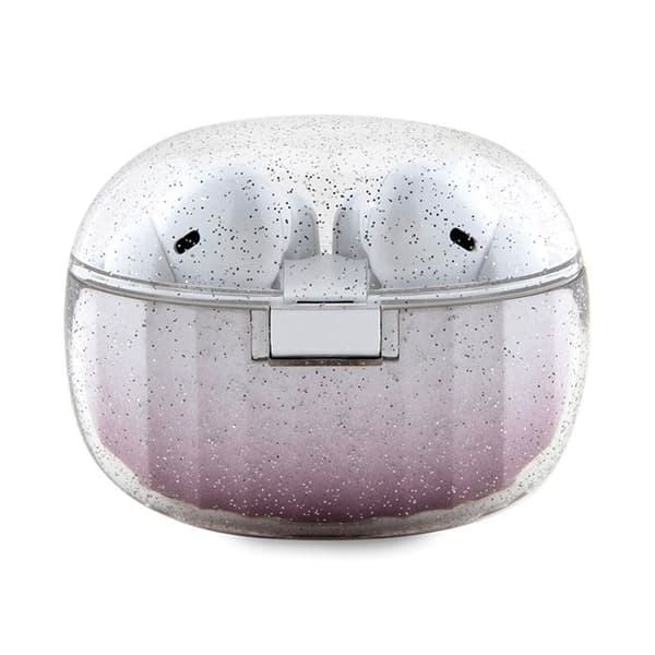 Guess TWS Bluetooth-hörlurar med glitter och gradient, rosa dockningsstation
