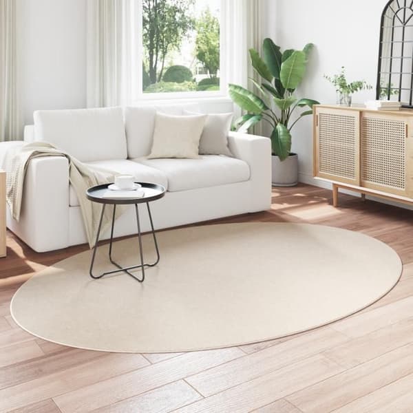 Oval matta beige 160 x 230 cm - polyester, matt finish, modern stil