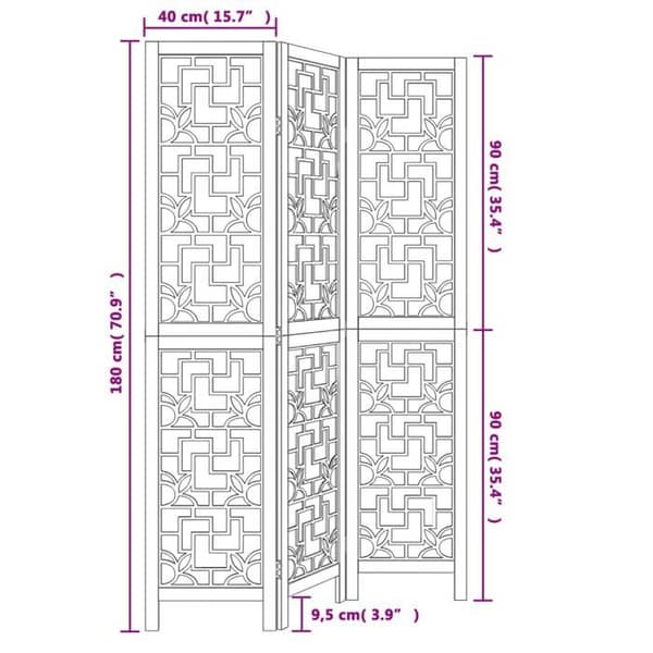 vidaXL Avskiljande Vägg 3 Paneler, Rumsseparator, Integritetsskärm, Rumsskärm för Vardagsrum Sovrum, Brun Trä 358862