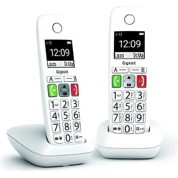 Trådlös fast telefon - GIGASET - E290 Duo White - Stor skärm - Stora knappar - Audio Boost