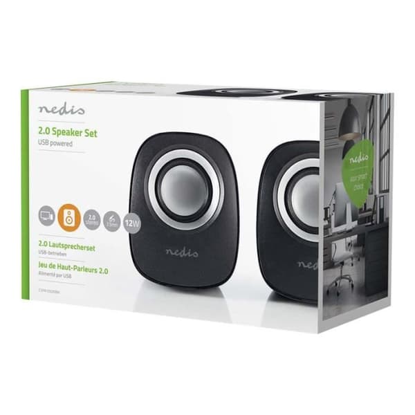 Nedis PC-högtalare - 2.0 Channel - 4W - Svart/Silver