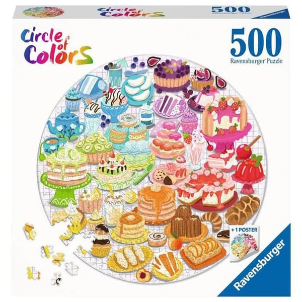 Pussel Rundt 500 bitar: Färgcirkel: Desserter