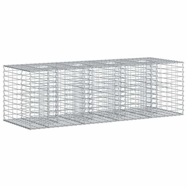 vidaXL Hög säng gabion Silver 42033323