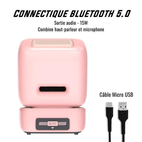 Bluetooth-högtalare - Divoom - Ditoo Mic Rosa - 15W - Karaoke - Pixelvisning