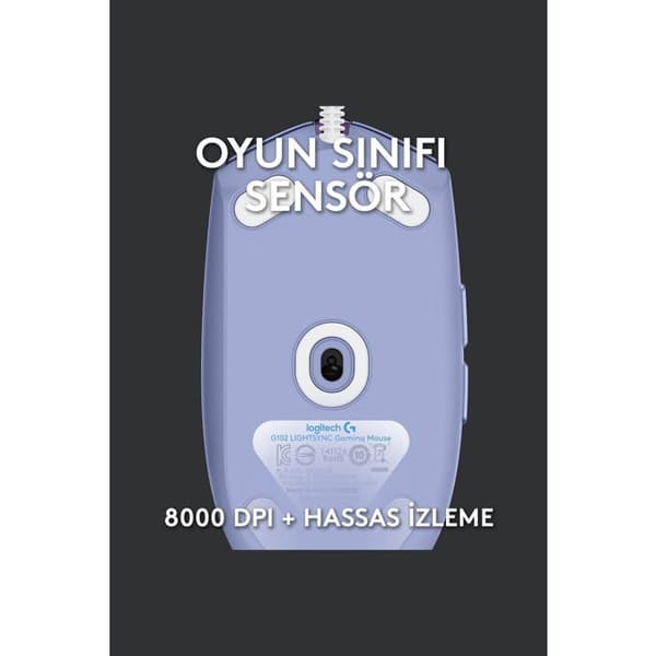 Spelmus - Logitech - G G102 - 8000 dpi - Lightsync - 6 knappar - Lila