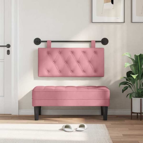 vidaXL Väggmonterad Sänggavel Rosa Sammet 42032028