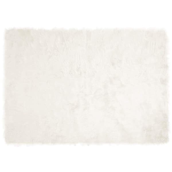 Konstgjord fårullmatta - vidaXL - 140x200 cm - Vit - Polyester - Rektangulär - Supermjuk - Hållbar