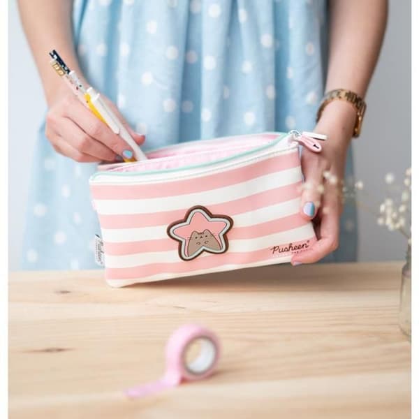 Skolfodral Triple Pusheen Pink Collection