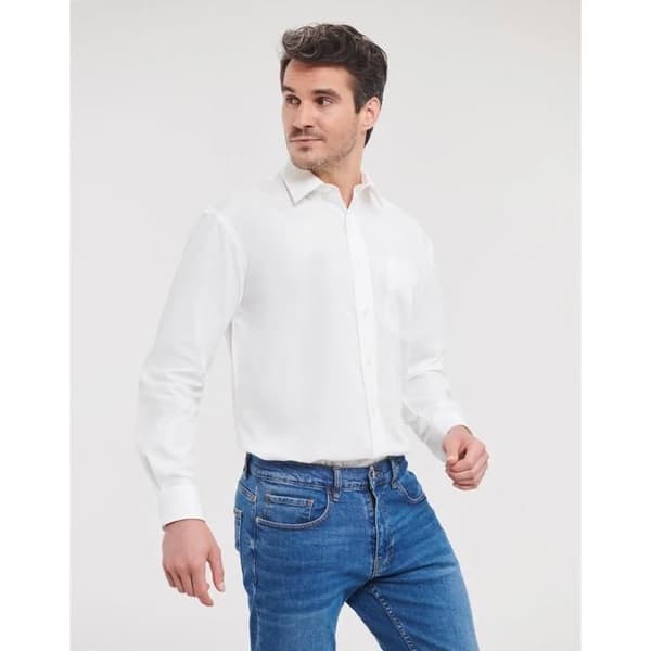 Russell Athletic poplin skjorta - vit