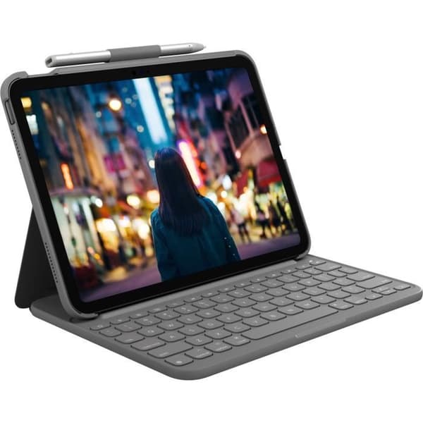 iPad 10:e generationens tangentbordsfodral - Logitech - Slim Folio - Standardstorlek tangentbord - Skydd