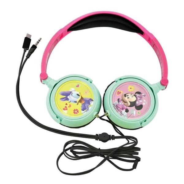 Fällbara stereohörlurar med kabel Minnie Mouse med volymbegränsning