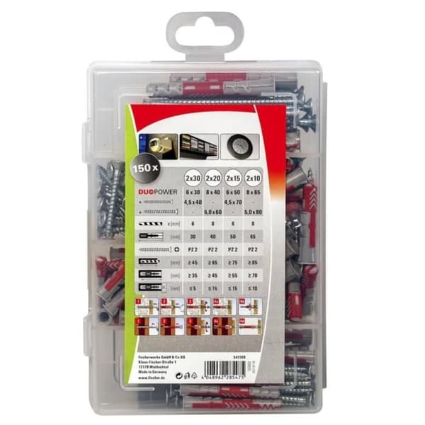 Fischer Dowel set med skruvar PROFI-BOX DUOPOWER 150 st