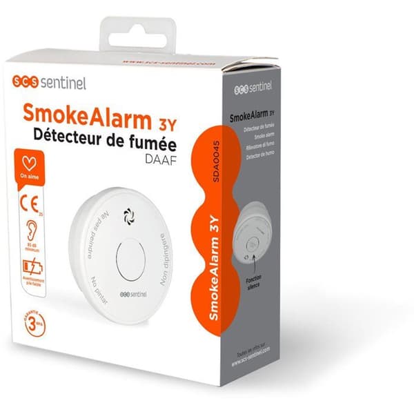 Röksensor - SCS SENTINEL - SmokeAlarm 3Y - Takinstallation - 10 års batteritid - 3 år CE