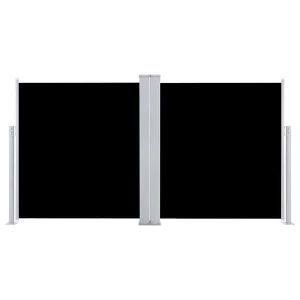 vidaXL Infällbar sidomarkis Svart 100 x 600 cm