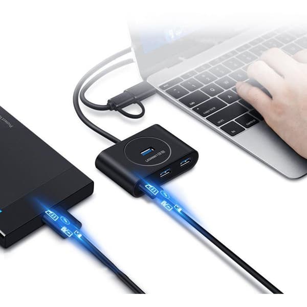 USB 3.0 Hub - UGREEN - 4 portar - Hög hastighet 5Gbps - Extern adapter - USB-skydd