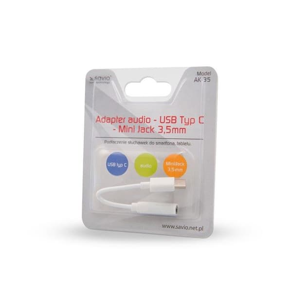 Adapter SAVIO AK-35 Type-C - Jack 3,5 mm 0,12 m vit