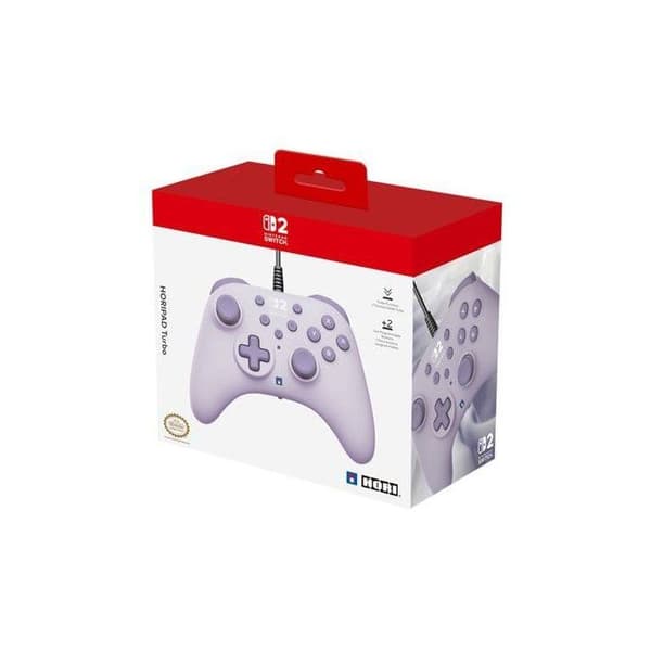 Spelkontroll - Nintendo Switch och Switch 2 - Trådad - Lavendel - Horipad Turbo - Programmerbara bakknappar - Hori