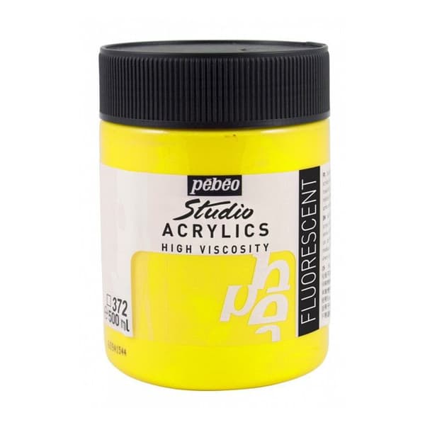 Akrylfärg - Pébéo - Studio Hög Viskositet - 500 ml - Neon Gul - Satiné