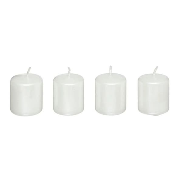 Set med 4 Dekorationsljus "Satin" 4cm Vit
