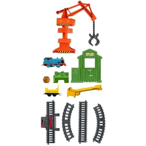 Thomas de Trein TrackMaster Cassie Crane Cargo Train Set - Vit - 8 st