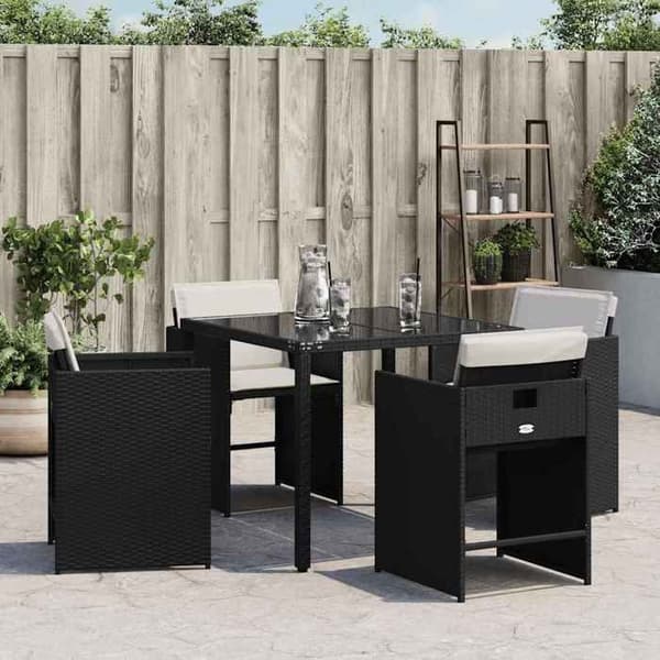 vidaXL Set med 4 Trädgårdsstolar med Kuddar, Stolar med Ryggstöd, Matstolar, Terrassmöbler, 364983