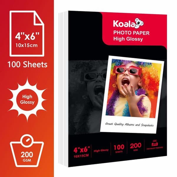 Fotopapper - Koala - G200-4R-100 - 15x10 cm - 100 ark - Glänsande vit