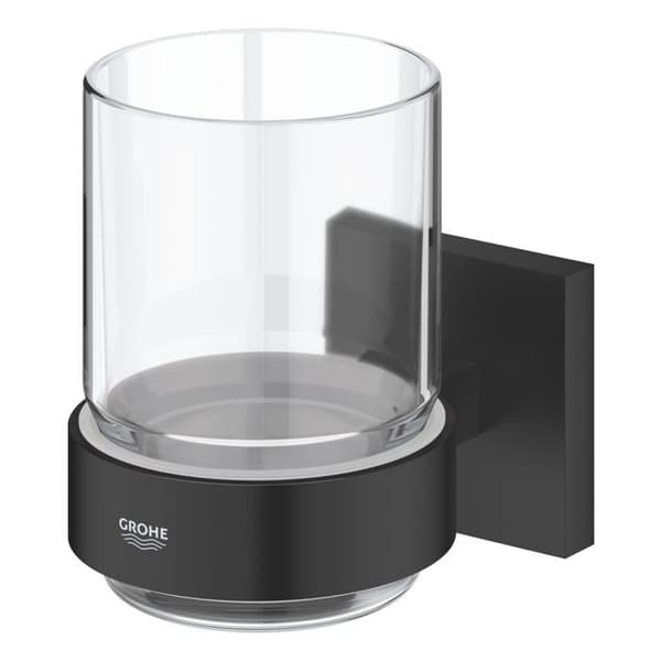 Glas i kristall - GROHE - Start Cube - Dolda fästen - Matt svart - Väggmontering
