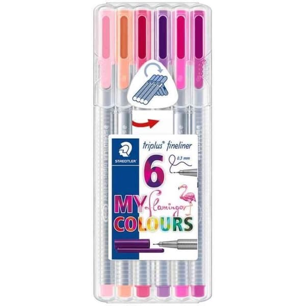 etui om 6 Fineliner triplus MY flamingo COLOURS