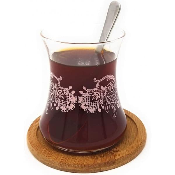 Set med 6 Glasunderlägg & Ställ "Bambu" 11cm Natur