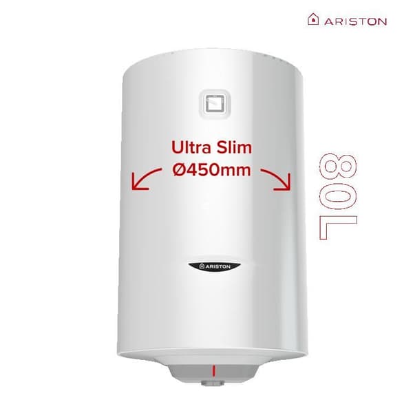 Elvärmare - Ariston PRO1 R 80 liter - Vertikal Väggmonterad - Skyddad Element