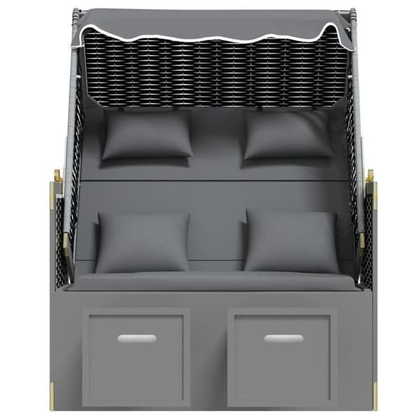 vidaXL Strandkorg med polykuddar, solid svart anthracite rotting 318662
