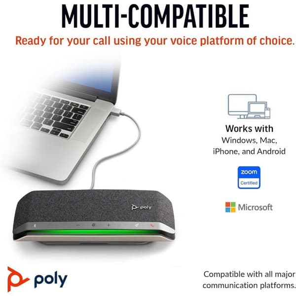 Smart högtalare - POLY - Sync 40 - USB-A/USB-C & Bluetooth - Uppladdningsbart batteri - IP64