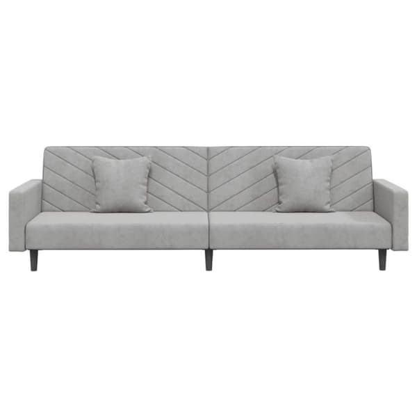 vidaXL 2-sits bäddsoffa med två kuddar ljusgrå sammet 375918