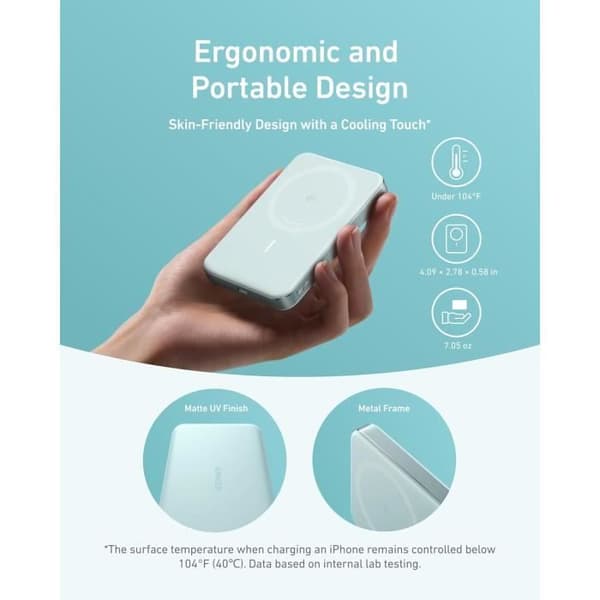 Anker MagGo Extern Batteri 10K, Slim Extern Batteri Magnetisk