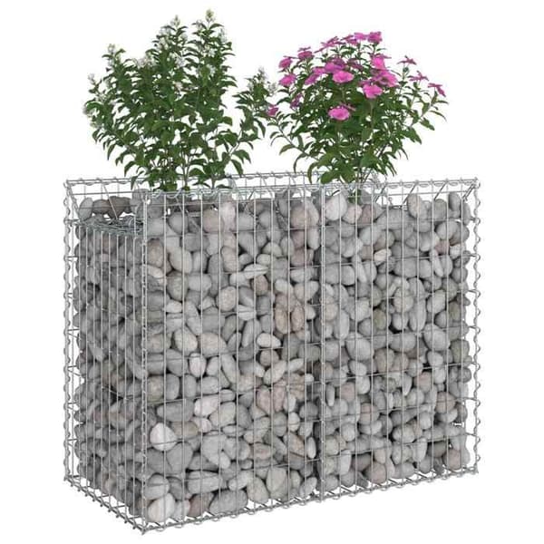 vidaXL Hög säng gabion Silver 42033303