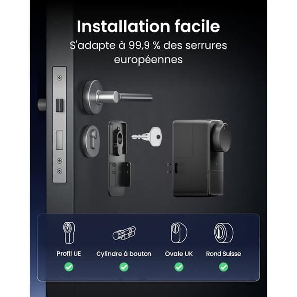 SwitchBot WiFi Pro Lås – Touch-tangentbord, Fingeravtryck, Matter, Alexa/Google, 15 metoder