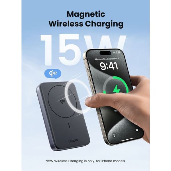 Extern batteri Qi - UGREEN - 10,000 mAh - 30W - Svart