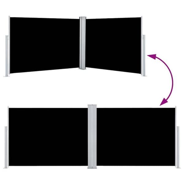 vidaXL Infällbar sidomarkis Svart 120 x 1000 cm