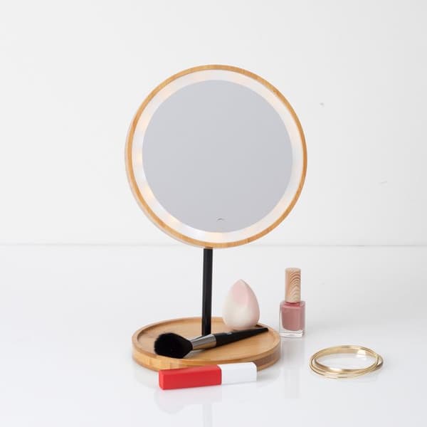 Spegel med LED-stativ 18cm bambu - 5 five simply smart