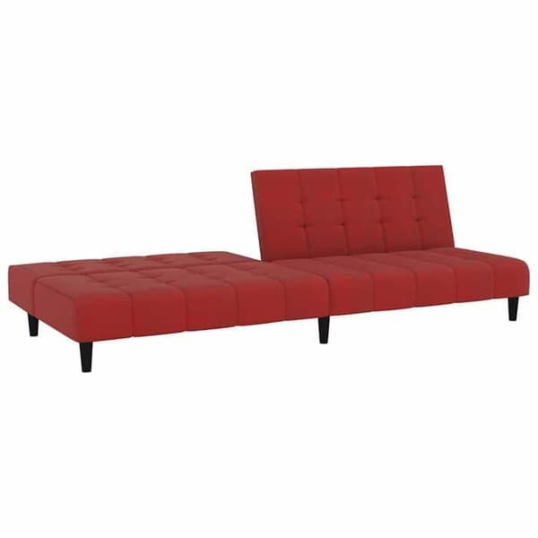 vidaXL Soffa-säng 2 platser vinröd sammet 375768
