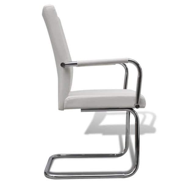 vidaXL Cantilever Matstolar 2 st Vit konstläder
