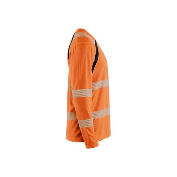 Högsynlig långärmad T-shirt Blaklader - Orange/marin - Unisex