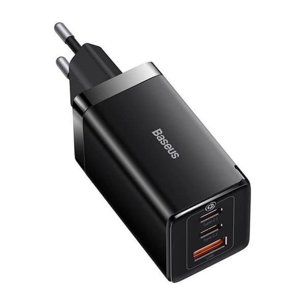 Väggladdare - BASEUS - GAN5 PRO - 2xUSB-C + USB - 65W - Svart