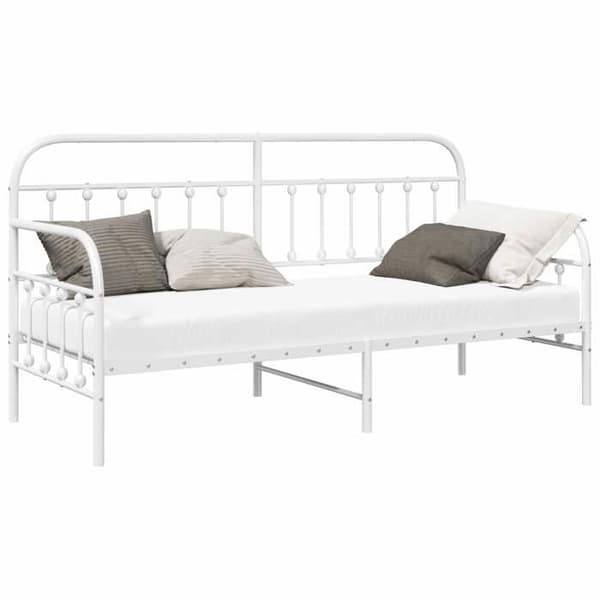 vidaXL Dagbädd Ram Vit 75 x 190 cm Pulverlackerad stål 42002642