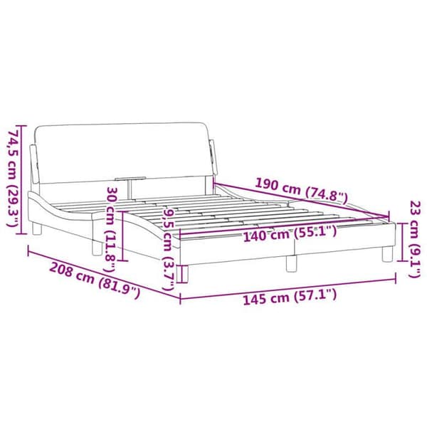 vidaXL Dover sängram kräm 140x190 cm tyg 373170