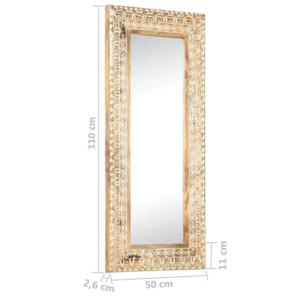 vidaXL Spegel handskuren 110x50x11 cm Solid mangoträ
