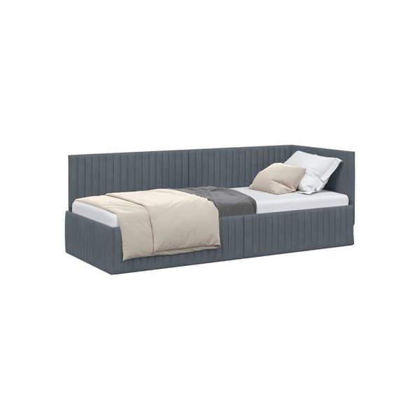 Vinkelbäddram i sammet - vidaXL - 80x200 cm - Mörkgrå - L-format design - Mångsidig soffbed