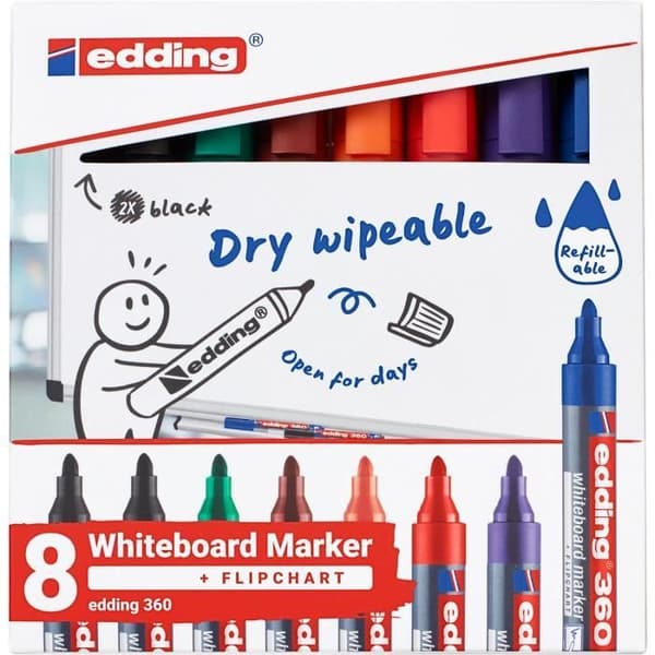 Whiteboardmarkör - EDDING - 360 - Diverse - 8 - Fin - 1,5-3 mm
