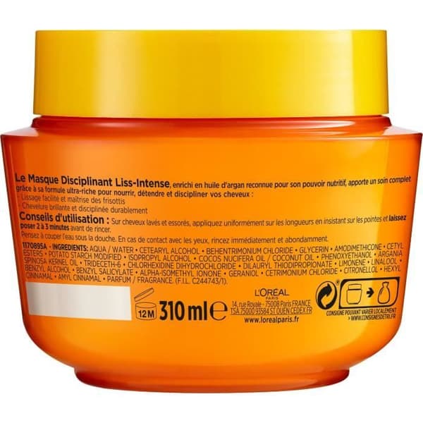 L'OREAL PARIS Elsève Liss-Intense Disciplining Mask - 310 ml