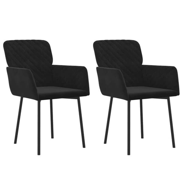 vidaXL Matstolar set om 2 Svart Sammet 344785